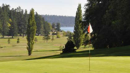 A view of a hole at Swinomish Golf Links