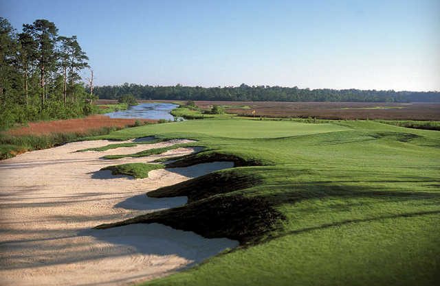 A view of hole #8 at Rivers Edge Golf Club