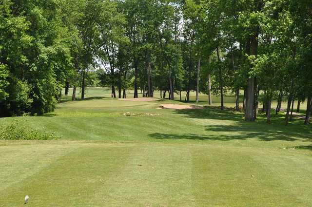 A view from a white tee at Hawk's Tail of Greenfield