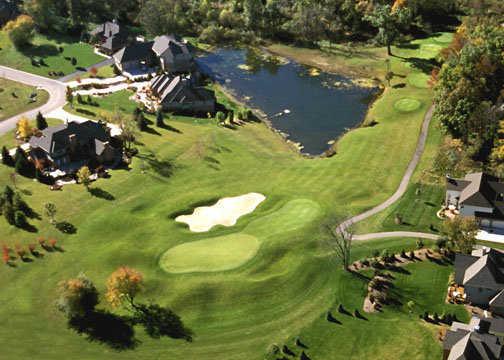 Aerial view of green #12 at Stonebridge Golf Club