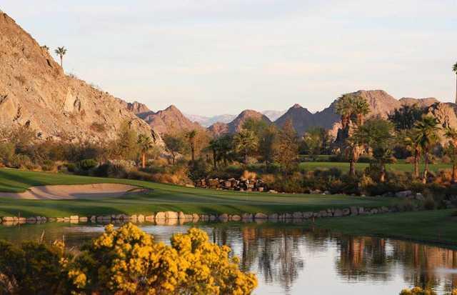 A view of the 17th hole at SilverRock Resort in La Quinta, California.