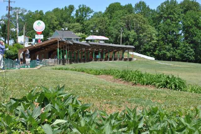 A view of the driving range tees at Severna Park Golf Center