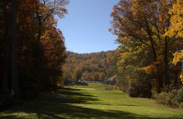 A fall view of a fairway at Boone Golf Club