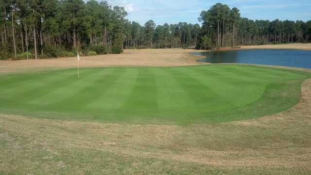 A view of a green at Lakes Golf Course from Laura Walker State Park