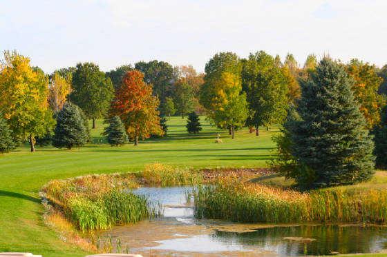 A view over a pond at Pine View Golf Course