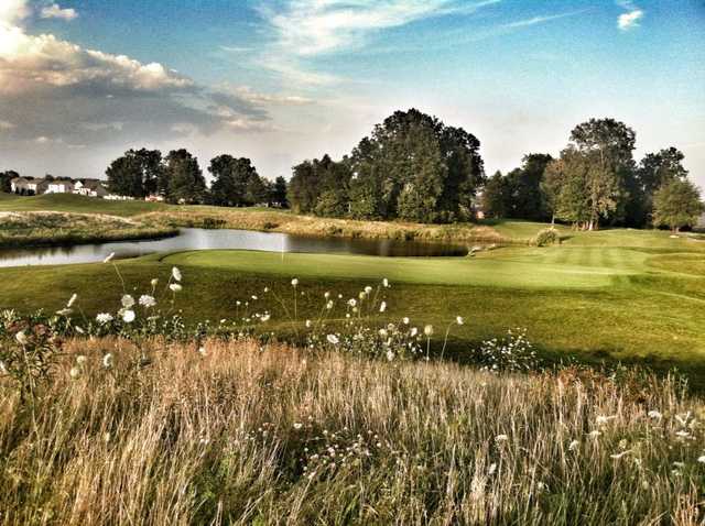 A view of a green with water coming into play from Links at Gateway.