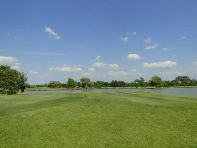 A view of a tee at Odyssey Golf Course