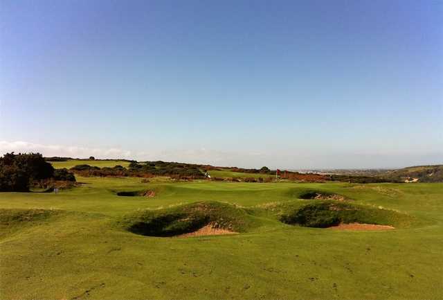 The par-4 15th hole at Southerndown Golf Club is well protected by bunkers