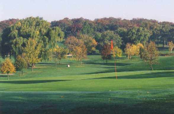 A fall view of the 11th green at Big Run Golf Club