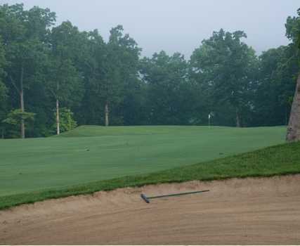 A view over a large bunker at Bear Creek Valley Golf Club