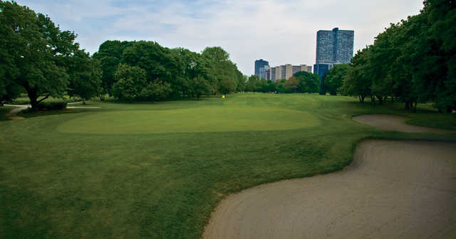 A view of a green at Columbus Park Golf Course