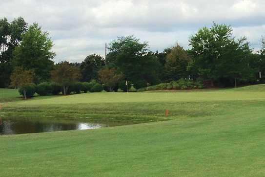 A view of a hole with water coming into play at Fountain Hills Golf Club