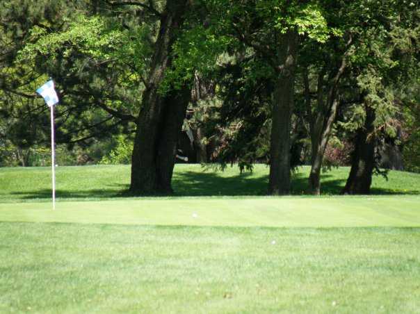 A view of green #9 at Par 3 from Winnetka Golf Club