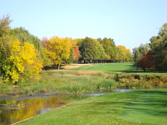 A fall view from a tee at Itasca Country Club