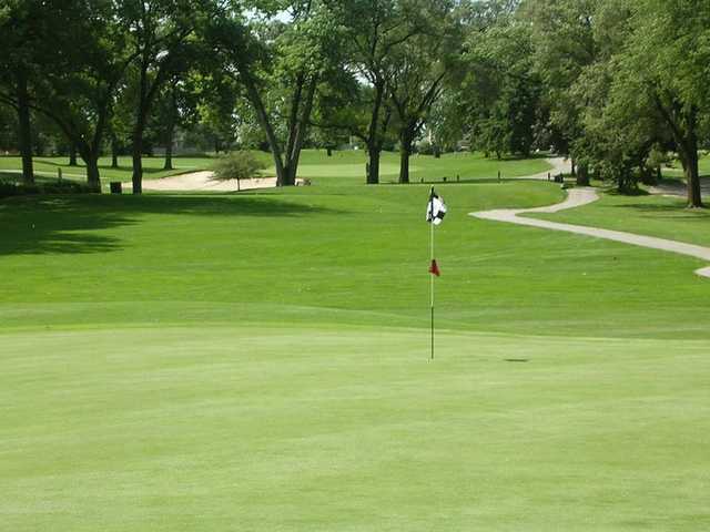 A view of a hole with a narrow path on the right at Silver Lake Country Club