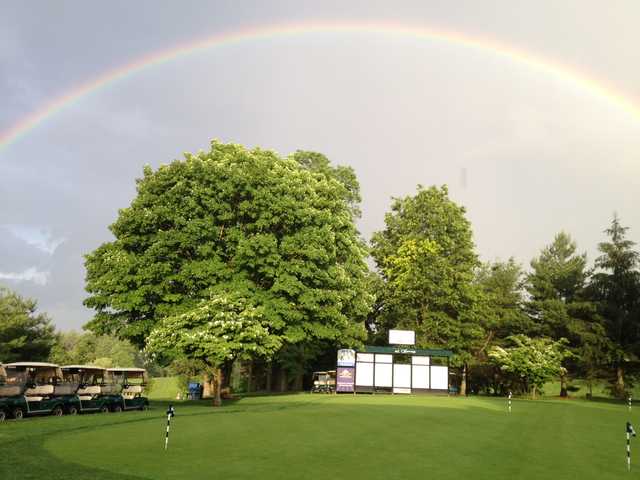 A rainbow over Saxon Woods Golf Course