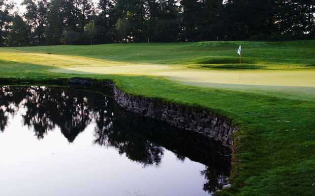 A view of a hole with water coming into play at Pole Creek Golf Club