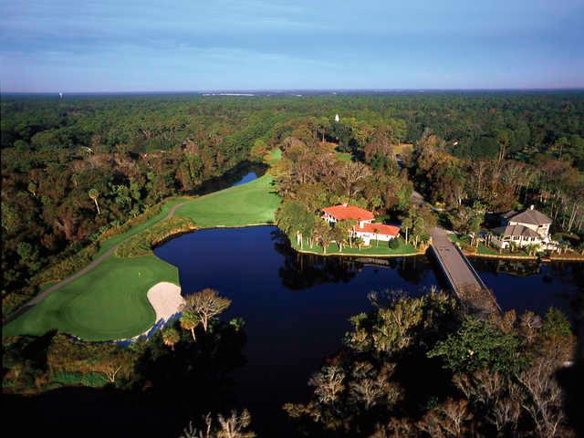 Arthur Hills Golf Course at Palmetto Dunes Oceanfront Resort, Aerial view of hole #16.