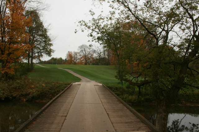 A fall view over a bridge at Brant Valley Golf Course
