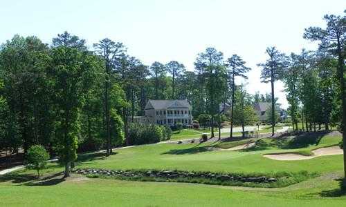 A view of a green from the Preserve at Jordan Lake Golf Club (Golfcaddyonline)