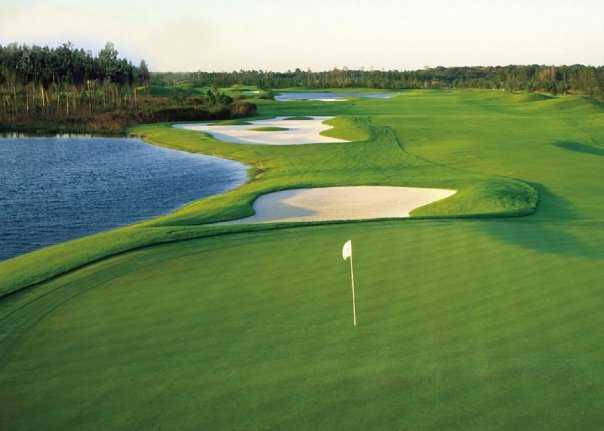 A view of a hole with water coming into play at LPGA International 