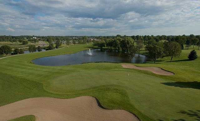 A view of the 1st green at Eighteen from Oak Glen Country Club