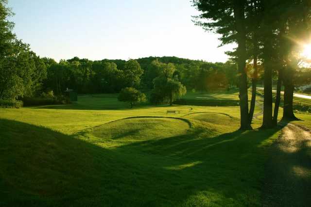 A sunny day view of a tee at McConnellsville Golf Club