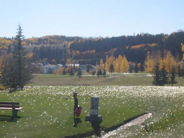 A view of a tee at Cochrane Golf Club