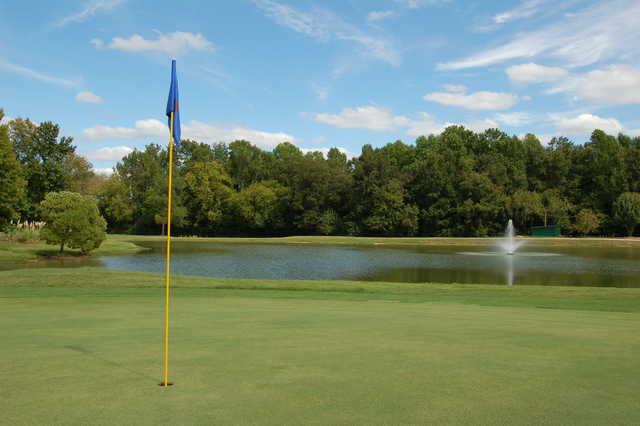 A view of a hole with water coming into play at Hillcrest Golf Course