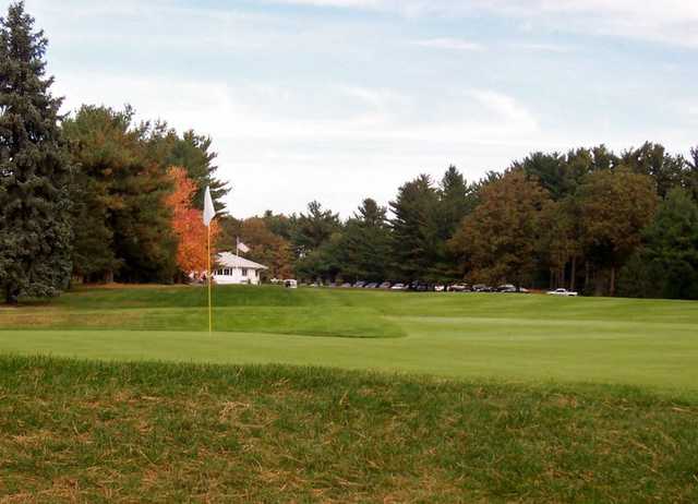 A view of a green at Pequabuck Golf Club