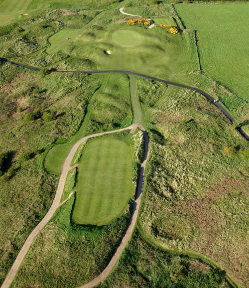 Aerial view of hole #3 at Dunluce Course from Royal Portrush Golf Club