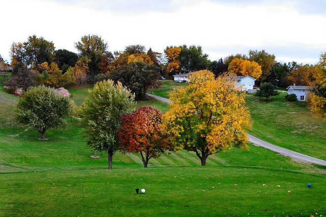 A fall view from the 13th tee at Oakland Acres Golf Club
