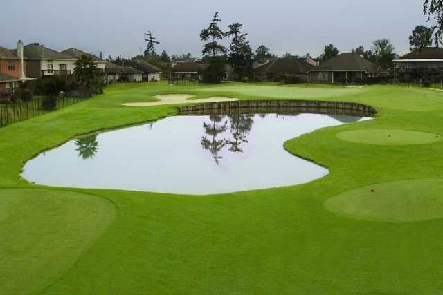 A view of the 14th tee at Championship Course from Stonebridge Golf Club of New Orleans