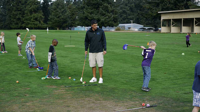 A view of the practice area at Eagles Pride Golf Course