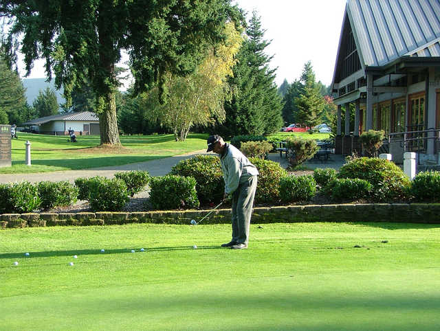 A view from the practice area at Whispering Firs Golf Club