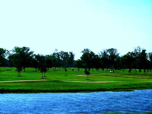 A view of hole #9 from fairway #10 at Pecan Lakes Golf Course