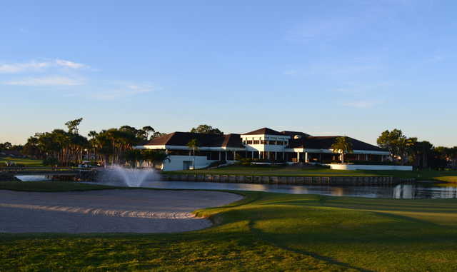 View of the clubhouse and lake at Martin Downs Country Club