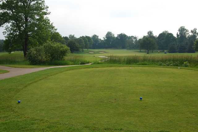 A view from a tee at Hidden Lake Golf Club