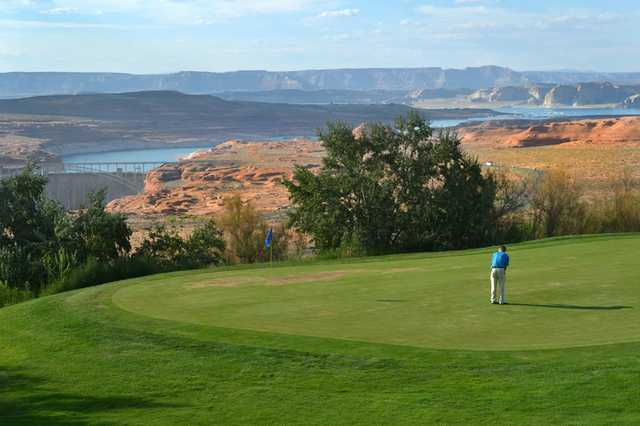 A view of a hole at Lake Powell National Golf Course