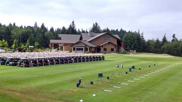 A view of the driving range tees at White Horse Golf Club
