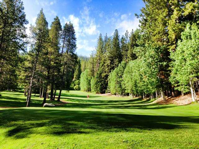 A view of the 14th green at Tahoe Paradise Golf Course