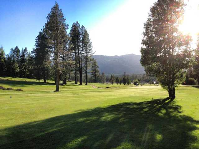 A view of a fairway at Tahoe Paradise Golf Course