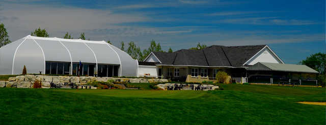 View of the clubhouse at Cardinal Lakes Golf Club 