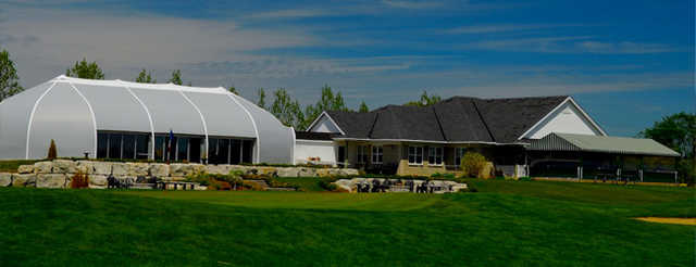 View of the clubhouse at Cardinal Lakes Golf Club
