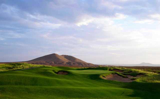 View of a bunkered green at Red Hawk Golf Club