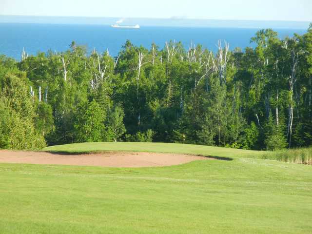 A view of the 14th green at Lakeview National Golf Course