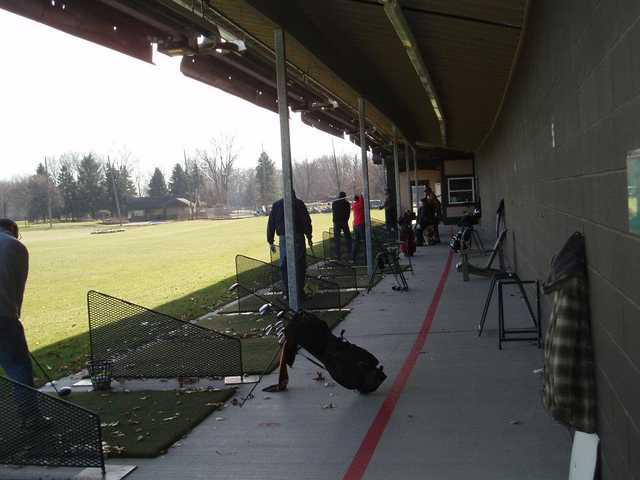 A view of the driving range tees at Beech Woods Golf Course