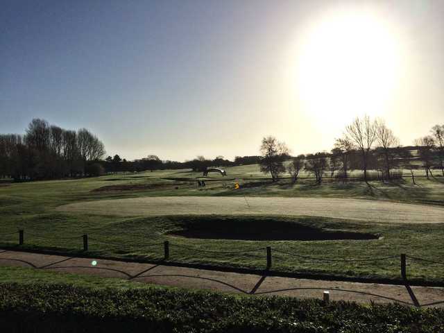 A morning view of a hole at Barnham Broom Golf Club.