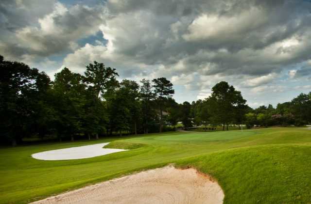 A view of a green protected by bunkers at Birkdale Golf Club