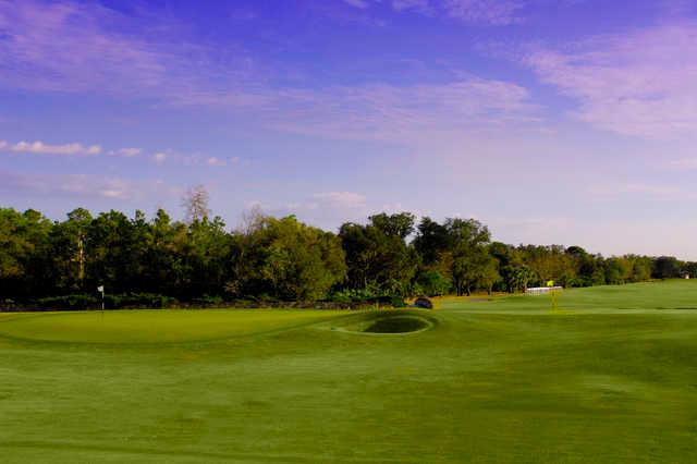 A view of the 1st and 17th green from the Links course at Grand Cypress Golf Club.